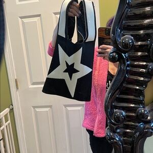 Star Pattern Knit Tote Bag 10x12 never used